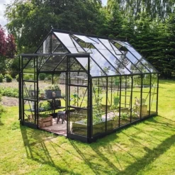 HALLS ICON 8 DRIVHUS EKSKL. SOKKEL 3 MM DELT GLAS SORT 9,7 M2