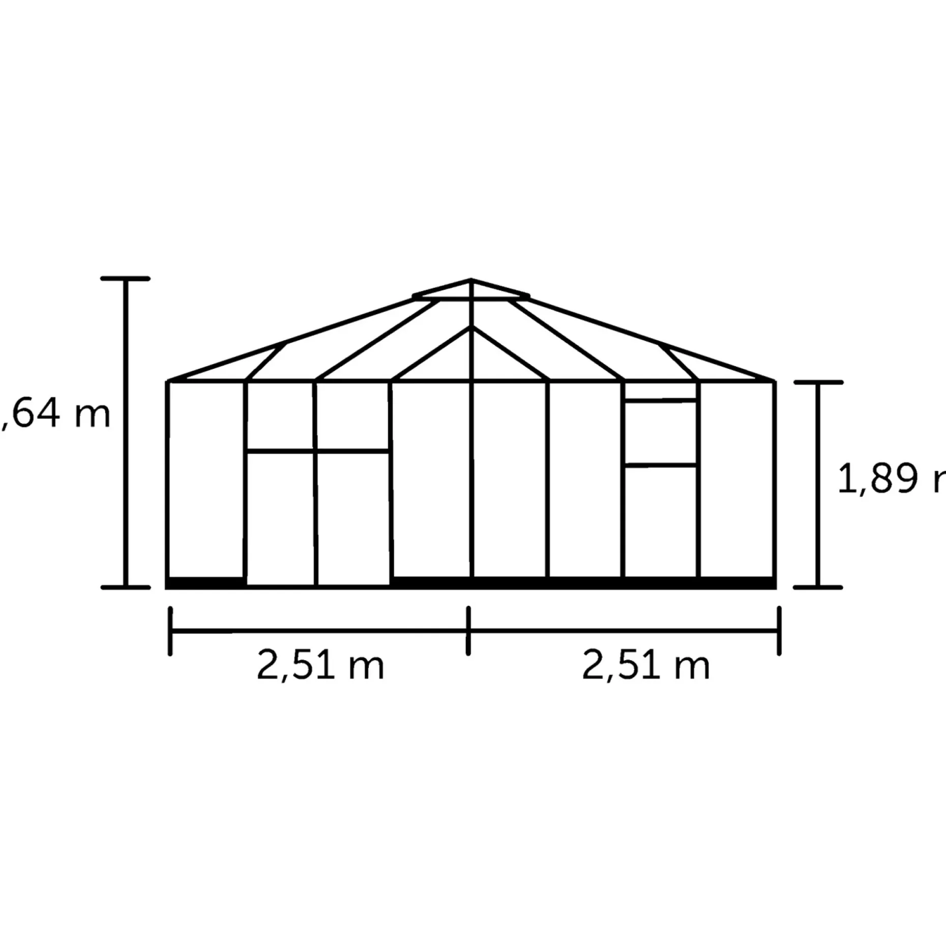 HALLS QUBE SQUARE DRIVHUS 3 MM HÆRDET GLAS HELE BANER SORT 6,3 M2