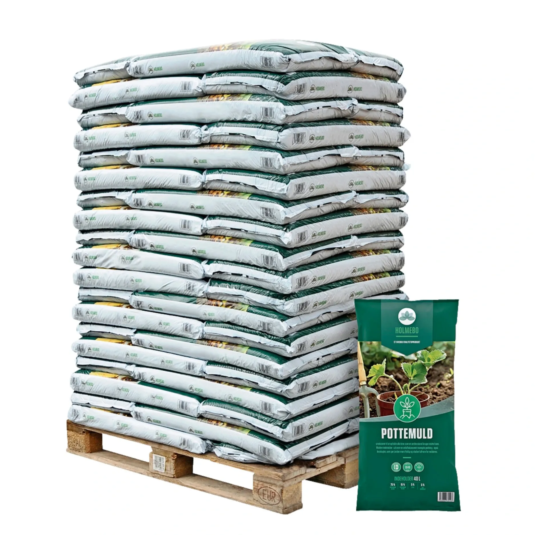 HOLMEBO 60 POSER Á 40 LTR POTTEMULD 2400 L