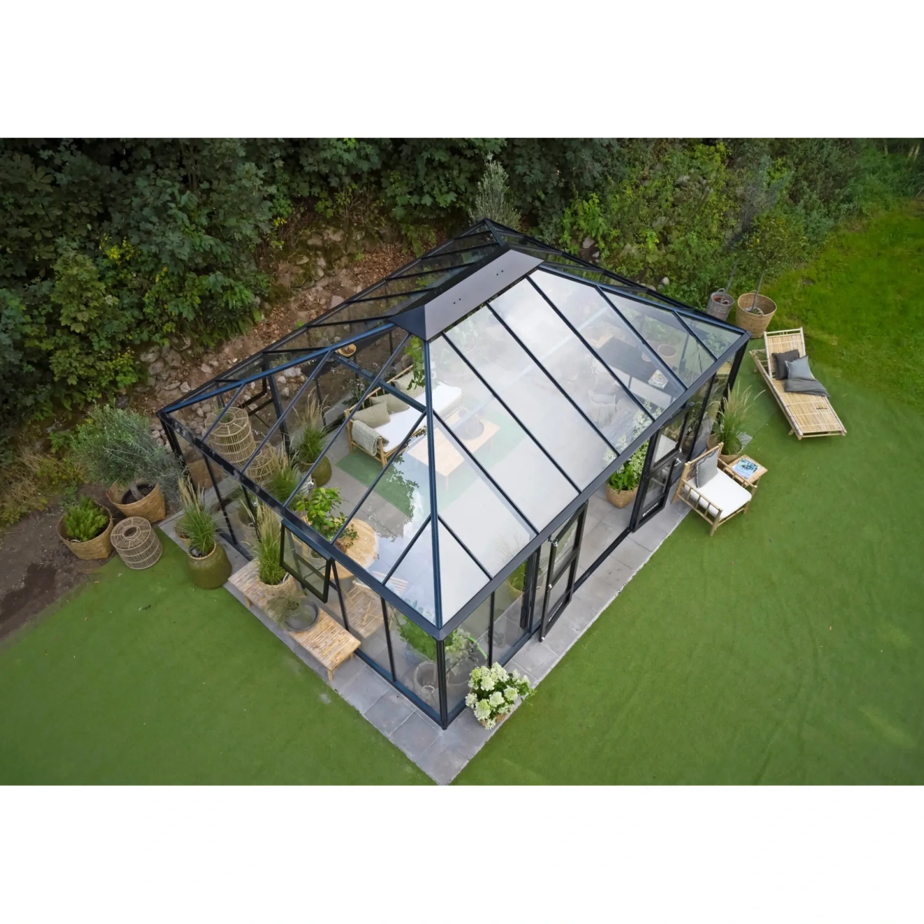 JULIANA GRAND OASE DRIVHUS 3 MM HÆRDET GLAS HELE BANER ANTRACIT 25,6 M2