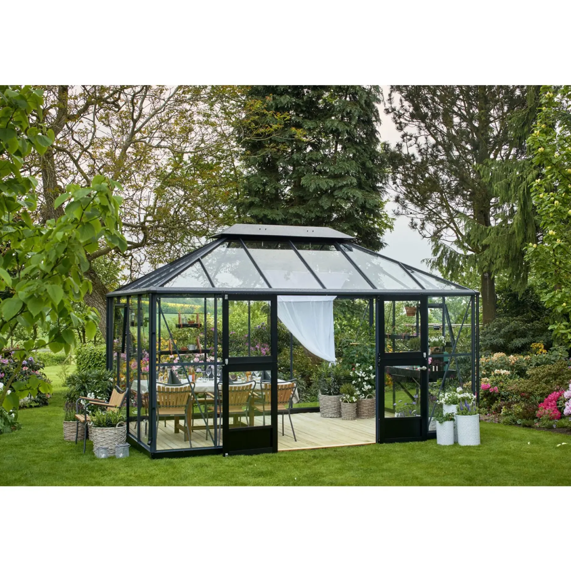 JULIANA GRAND OASE ORANGERI 3 MM HÆRDET GLAS HELE BANER ANTRACIT 13 M²