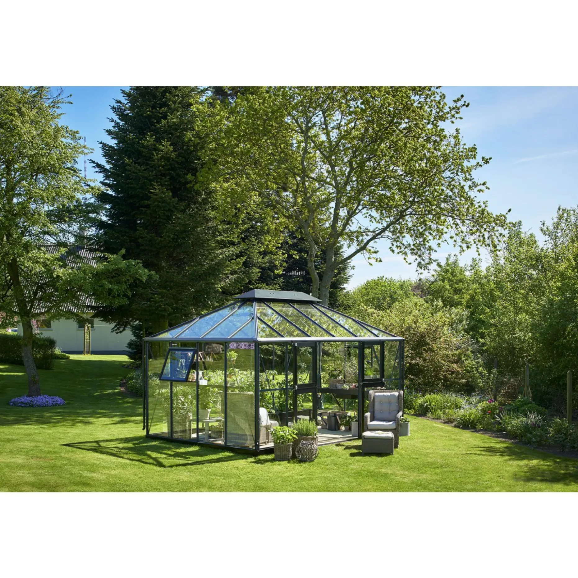 JULIANA GRAND OASE ORANGERI 3 MM HÆRDET GLAS HELE BANER ANTRACIT 13 M²