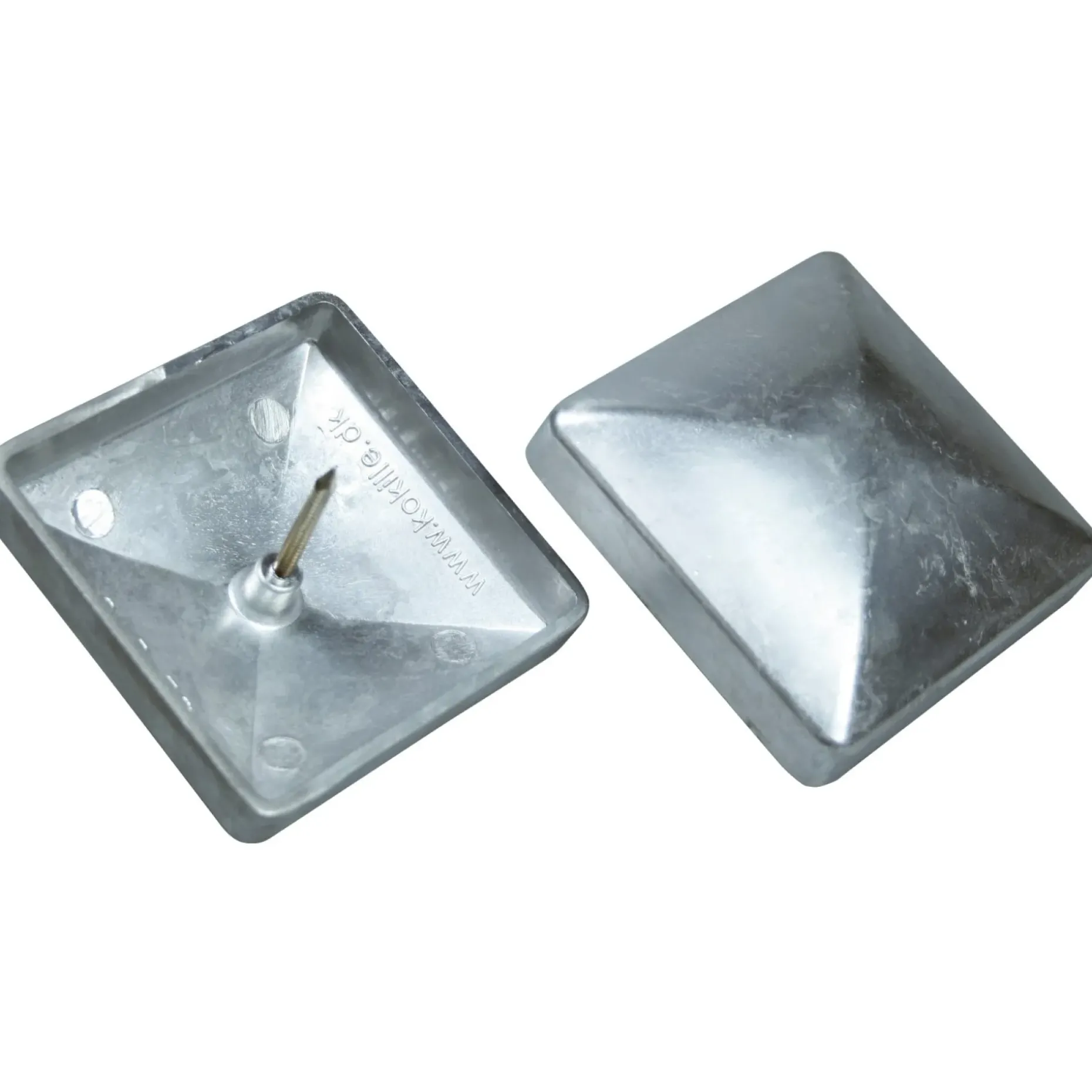 KOKILLE CAP 76 STOLPEHAT ALUMINIUM GRÅ 76 X 76 MM
