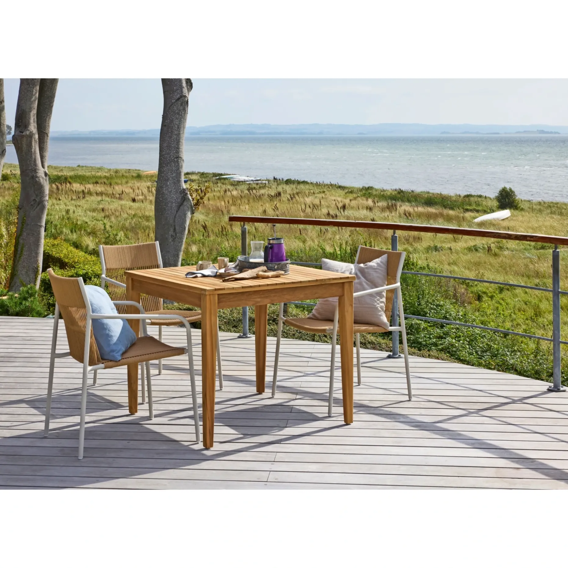 OUTRIUM GILI/CATANIA MED 4 STOLE HAVEMØBELSÆT TEAK/GRÅBEIGE