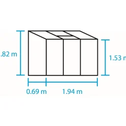 OUTRIUM VÆGDRIVHUS 3 MM DELT GLAS SORT 1,3 M2